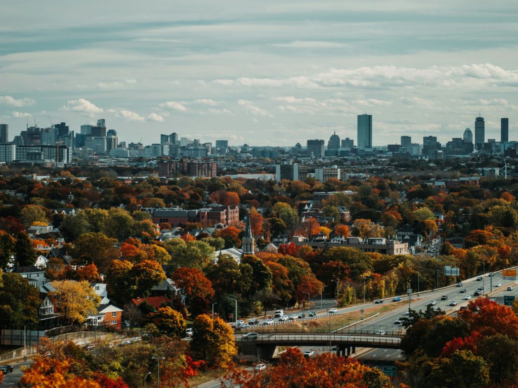 Rondreis Amerika, Boston, Stad van boven in de herfst