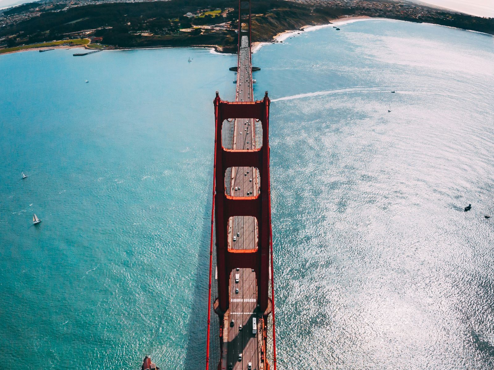 Rondreis Amerika, San Francisco, bovenaanzicht Golden Gate Bridge