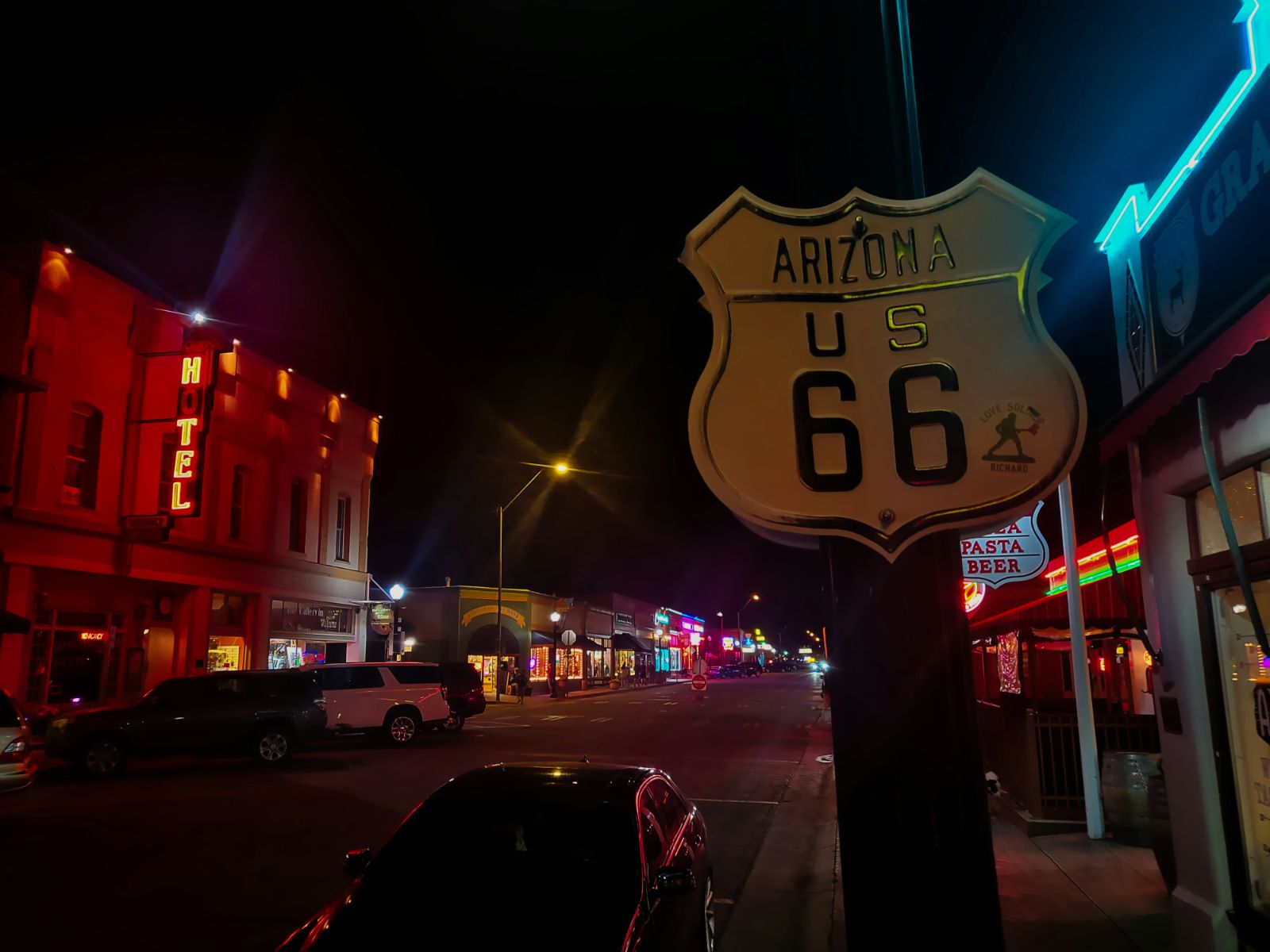 Rondreis Amerika, Williams, route 66 bord in Williams