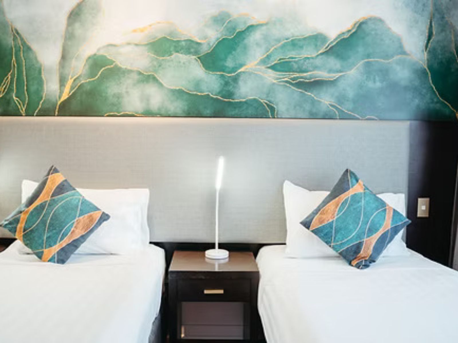 Rondreis Nieuw-Zeeland, Auckland, Auckland City Hotel, Twee eenpersoonsbedden