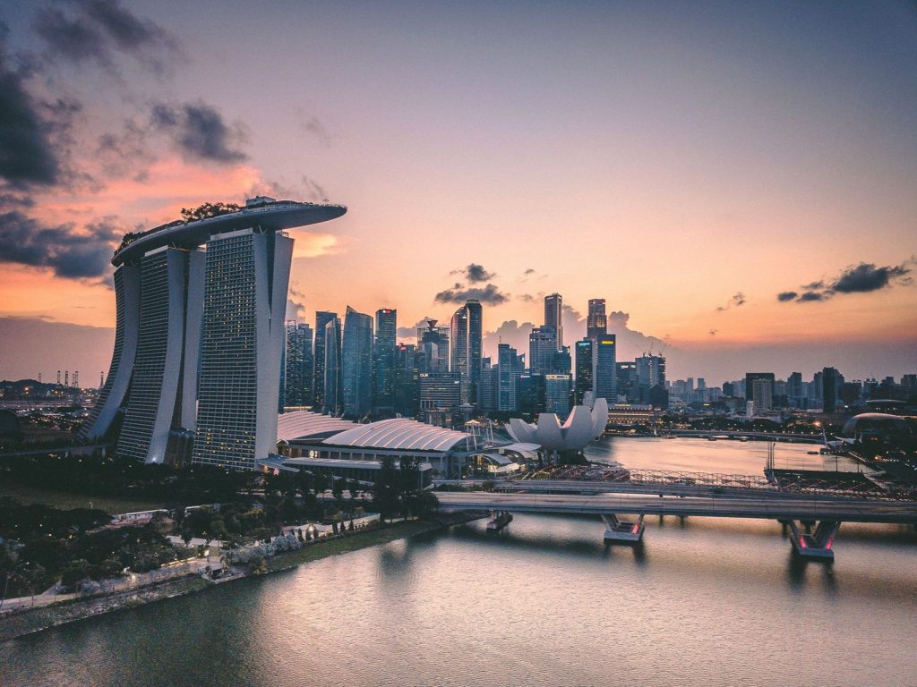 Rondreis Singapore, Marina Bay skyeline Singapore