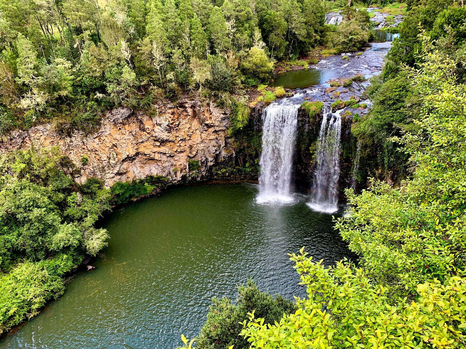 Rondreis Australië, Dorrigo National Park, Bovenaanzicht waterval in meer