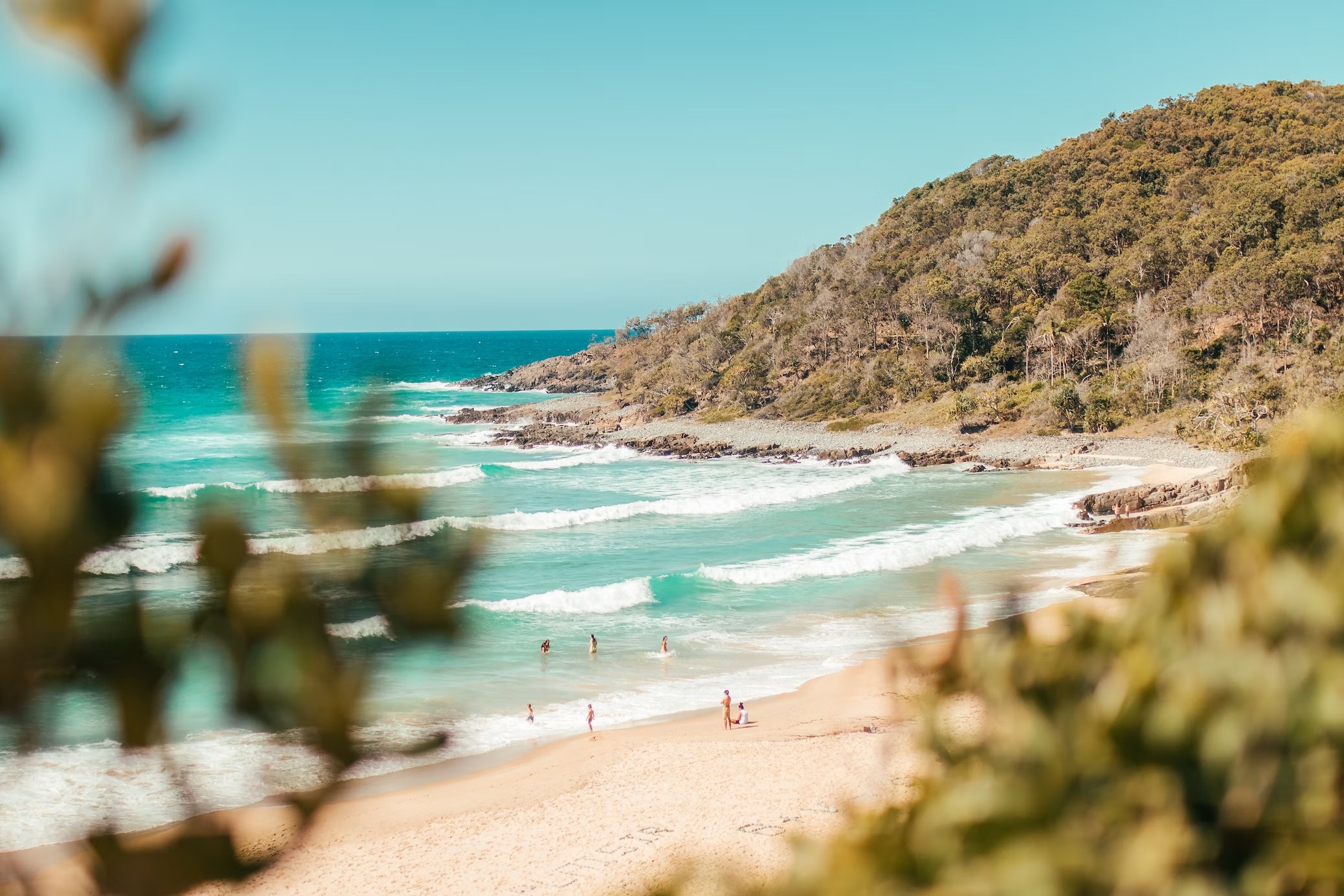 Rondreis Australië, Noosa, strand met doorkijkje