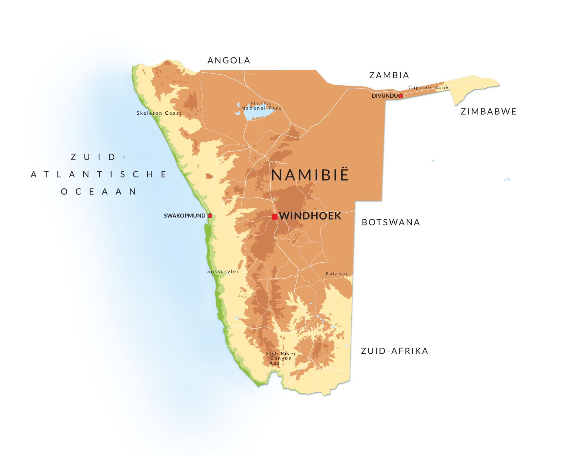 Landkaart Namibië