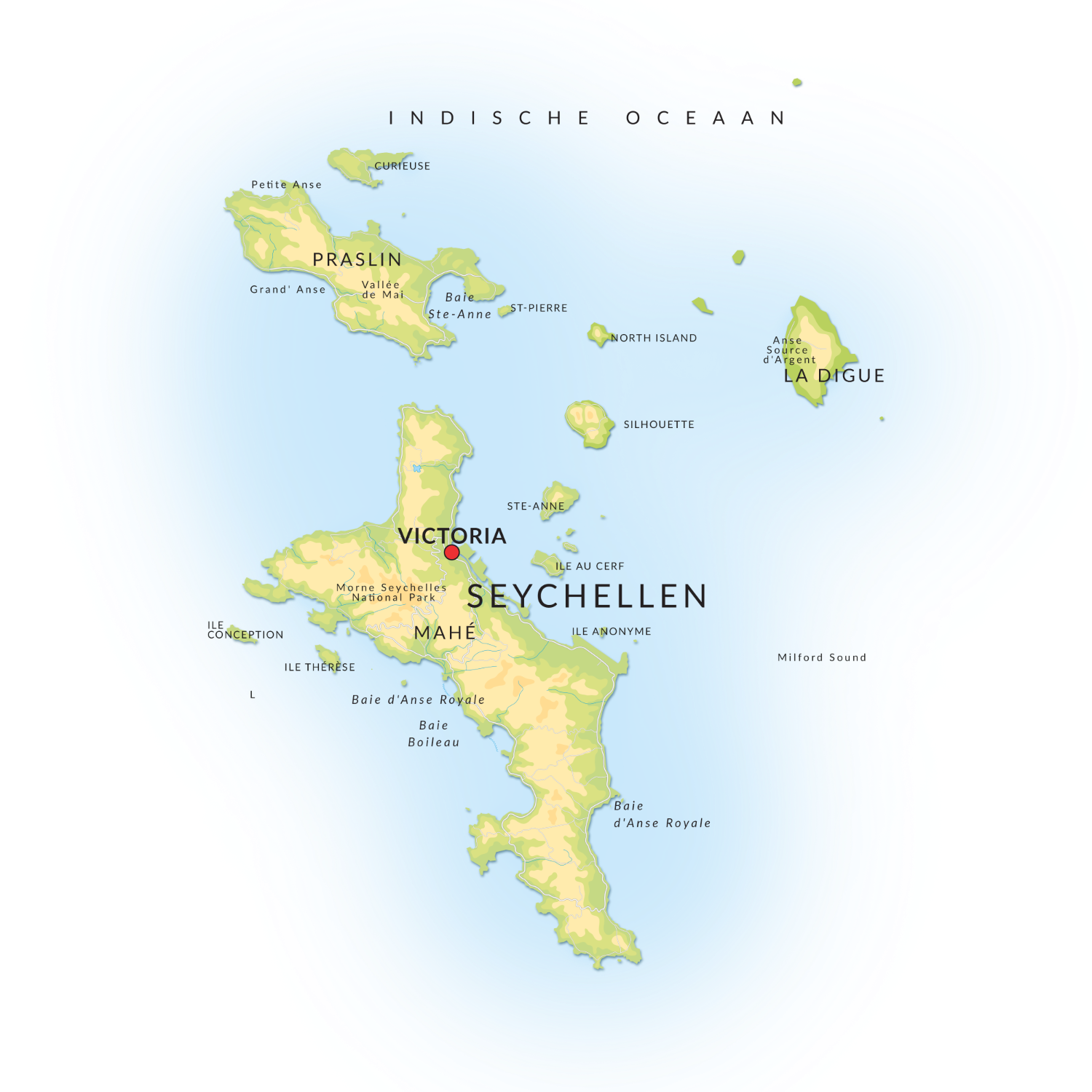 Landkaart Seychellen