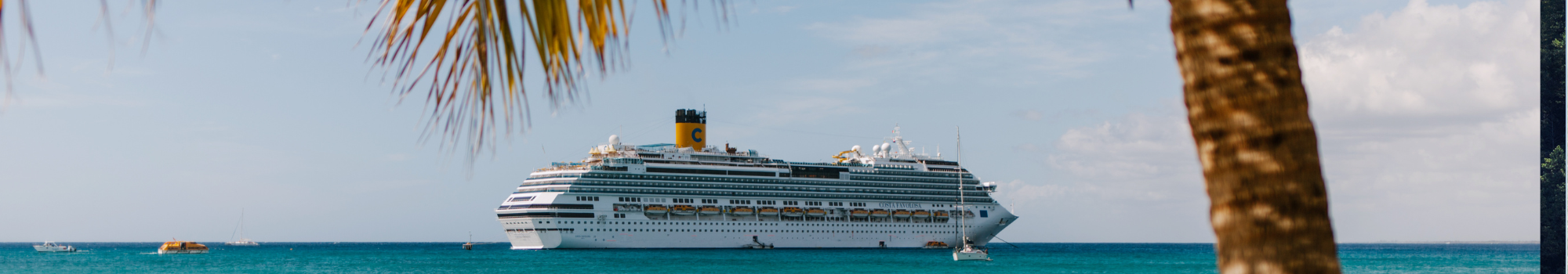 Cruise schip vlak langs het strand