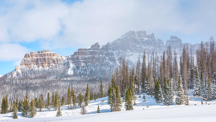 Glamping in Amerika in Yellowstone National Park in de winter