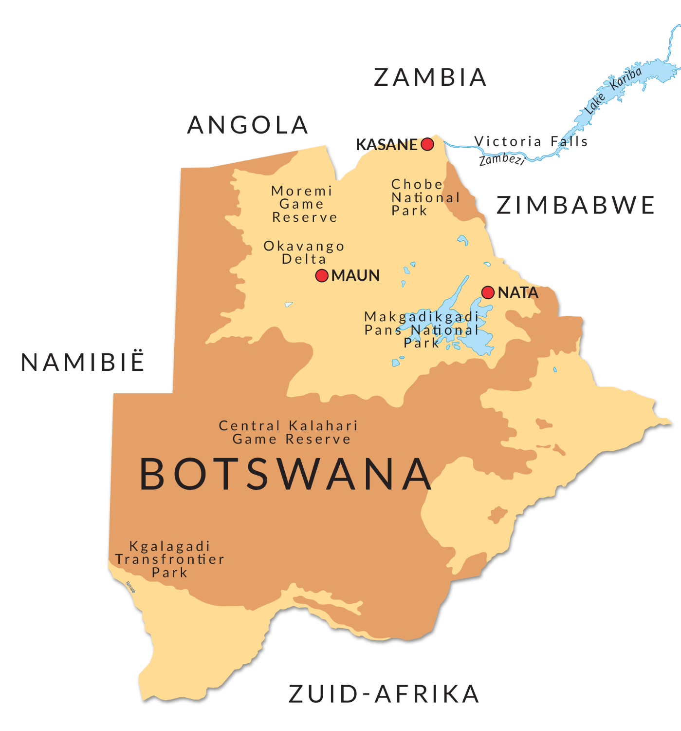 Landkaart Botswana
