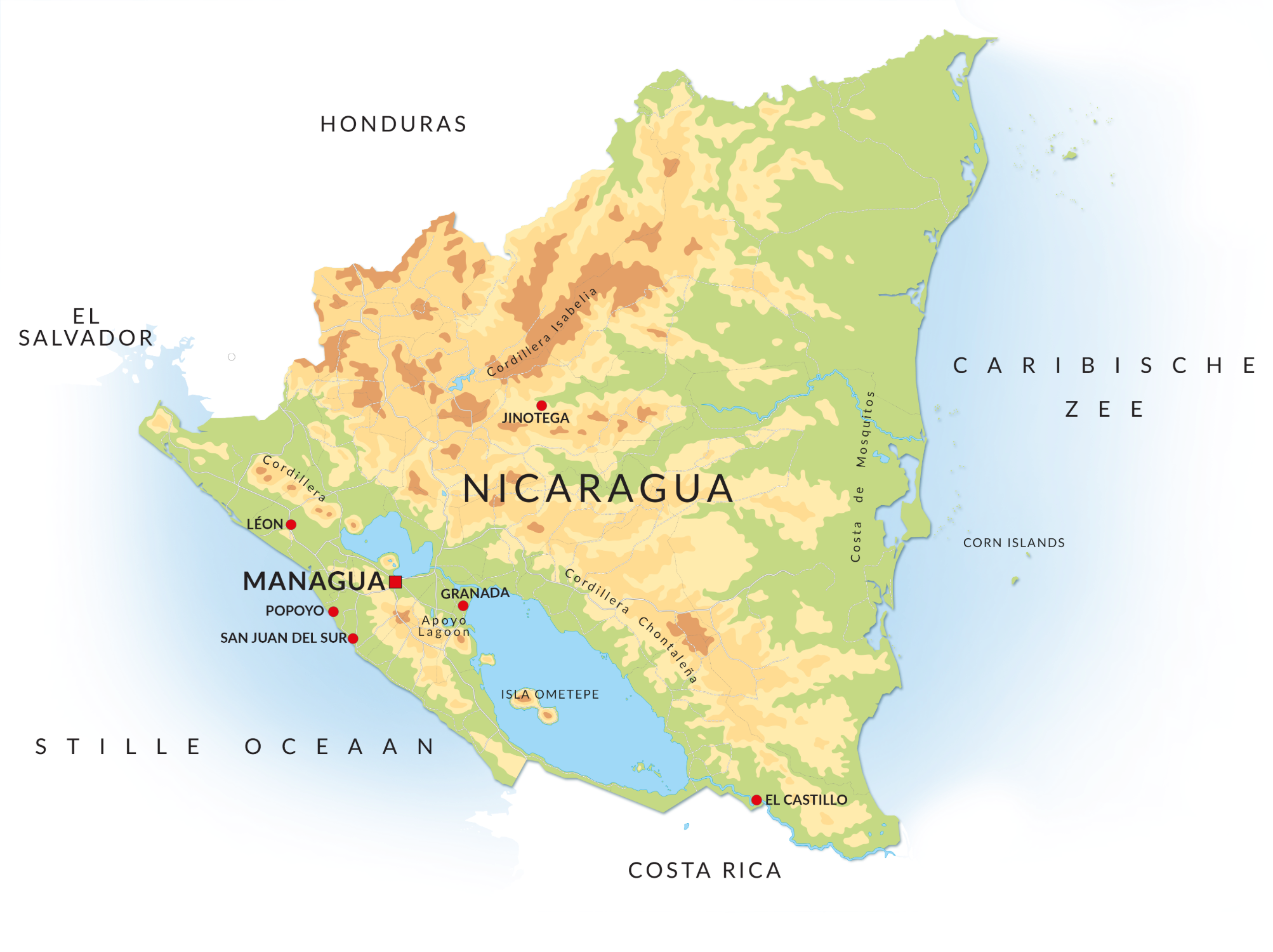 Landkaart Nicaragua