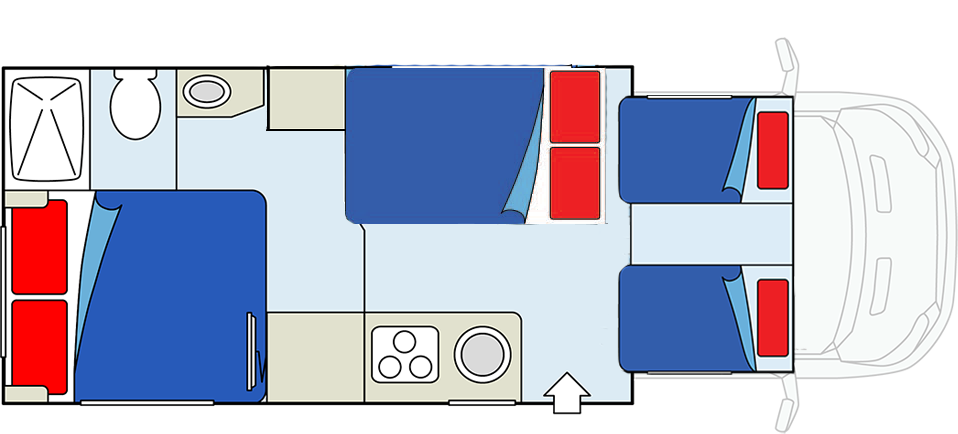CanaDream, Compact Motorhome Floorplan Night