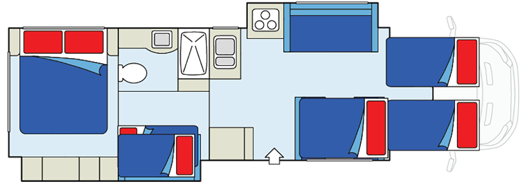 CanaDream, Maxi Plus Motorhome Floorplan 2 Night