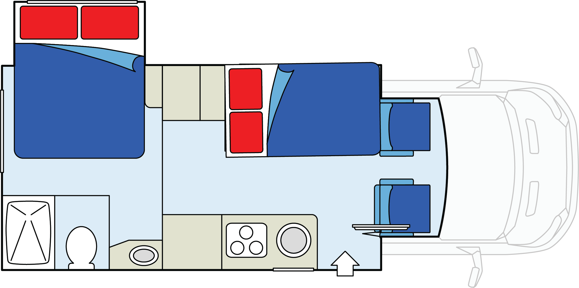 CanaDream, Super Van Floorplan Night