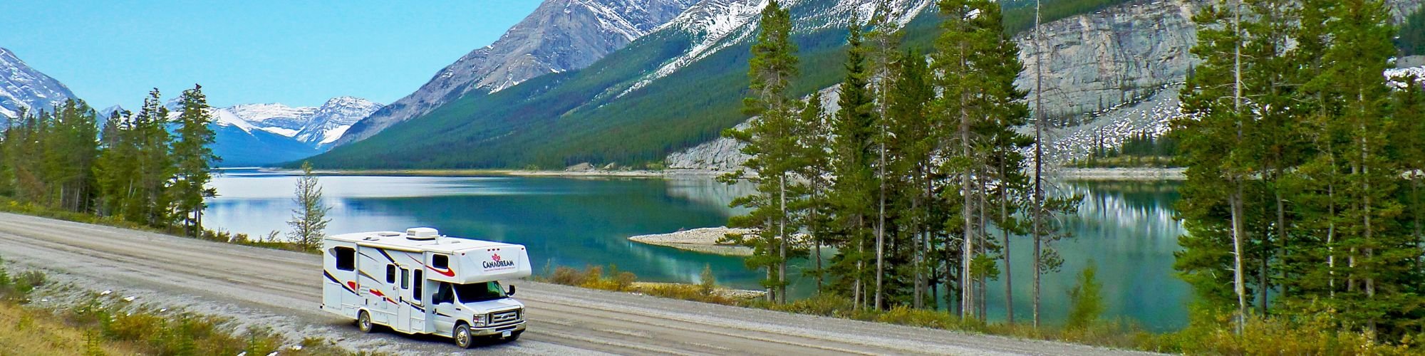 CanaDream Camper BannerMaxi Motorhome MHA Exterior Scenic Alberta Lake Kananaskis