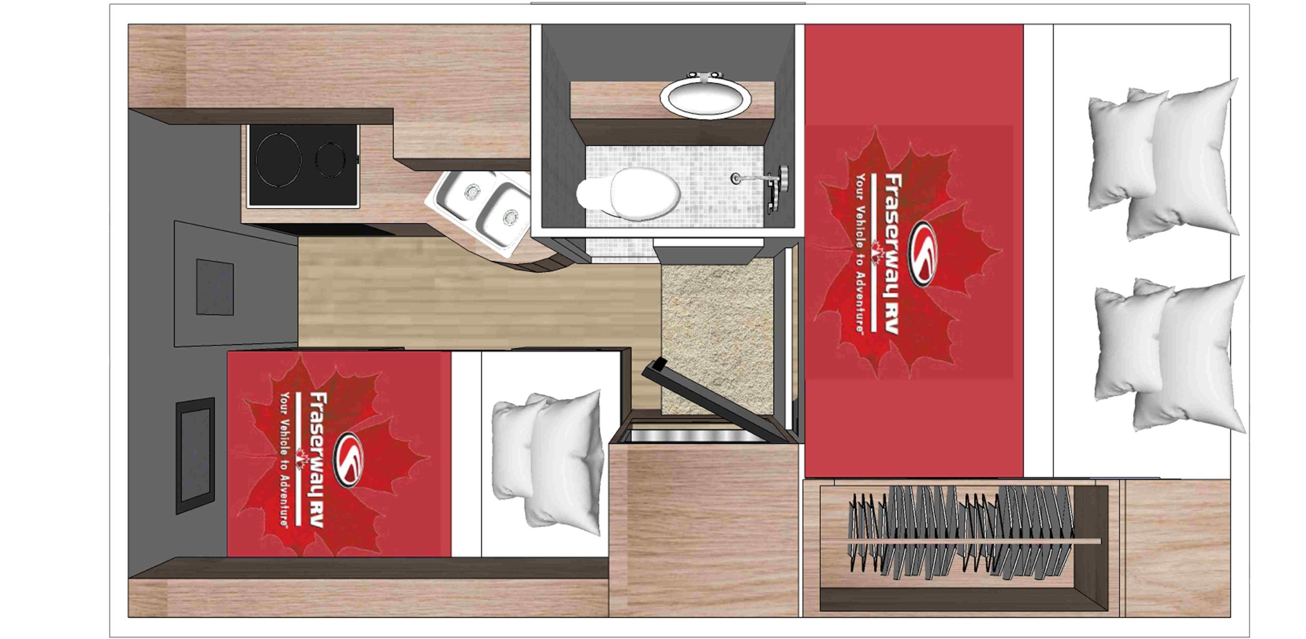 Fraserway Truck Camper Floorplan Night