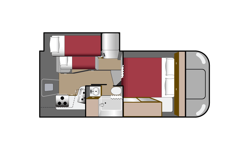 Fraserway, Truck Camper Slide Bunk 2025 Truck Floorplan Night