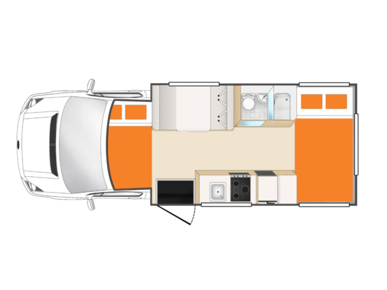 Apollo, Euro Camper Floorplan Night