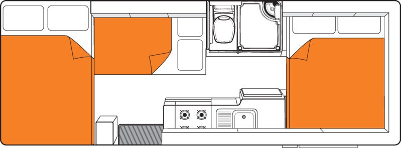 Britz, 2 Berth Frontier Floorplan Night