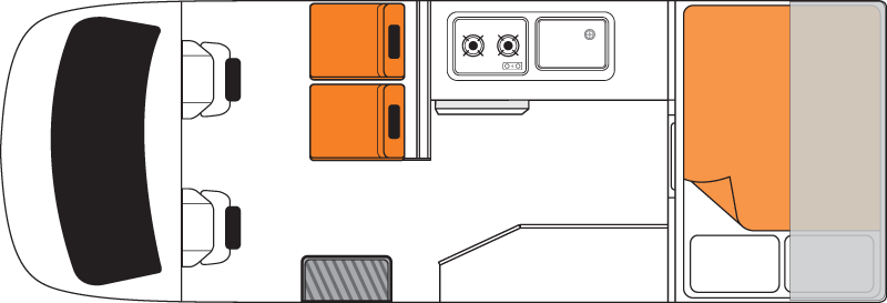 Britz, 2 Berth HiTop Floorplan 2 Night