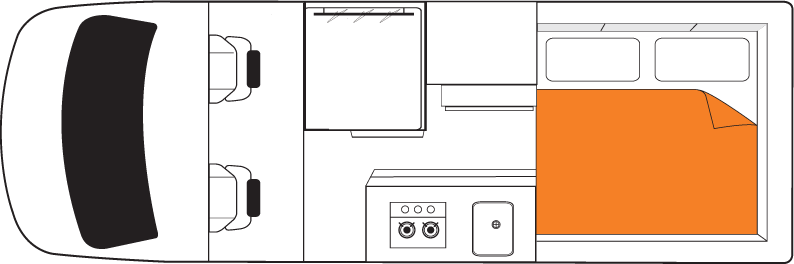 Britz, 2 Berth HiTop Floorplan Night