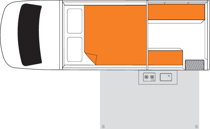 Britz, 2 Berth Maverick 4WD Floorplan Day & Night