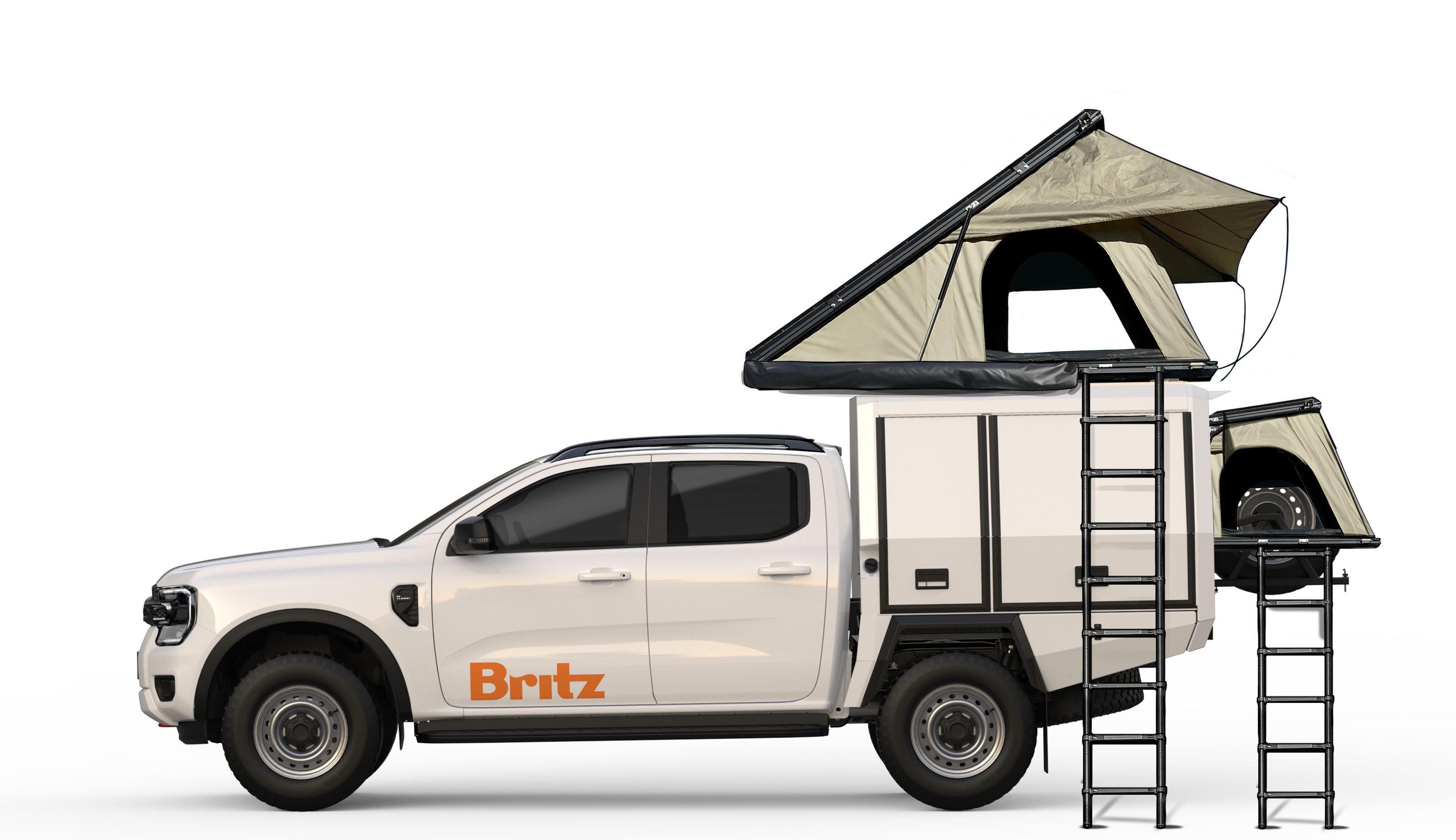 Britz, 4 Berth Warrior 4WD Camper Uitgeklapt