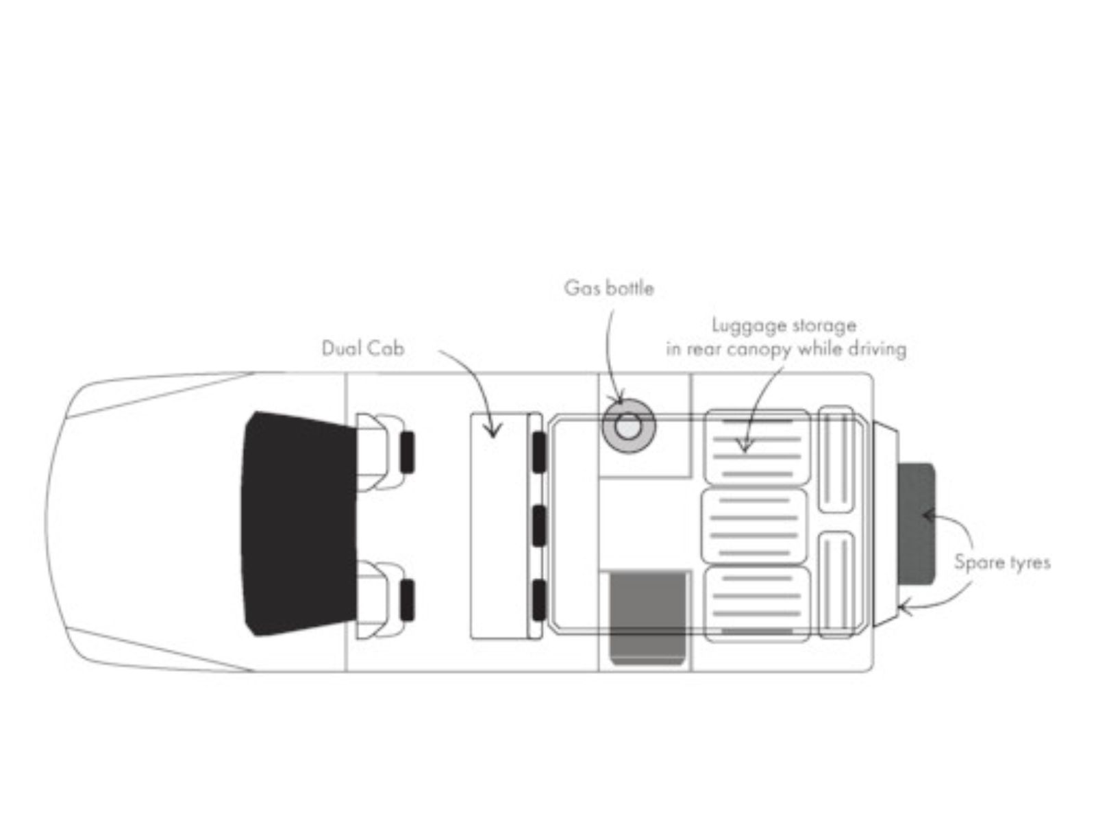 Britz, 4 Berth Warrior 4WD Floorplan Day