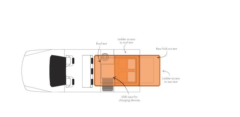 Britz, 4 Berth Warrior 4WD Floorplan Night