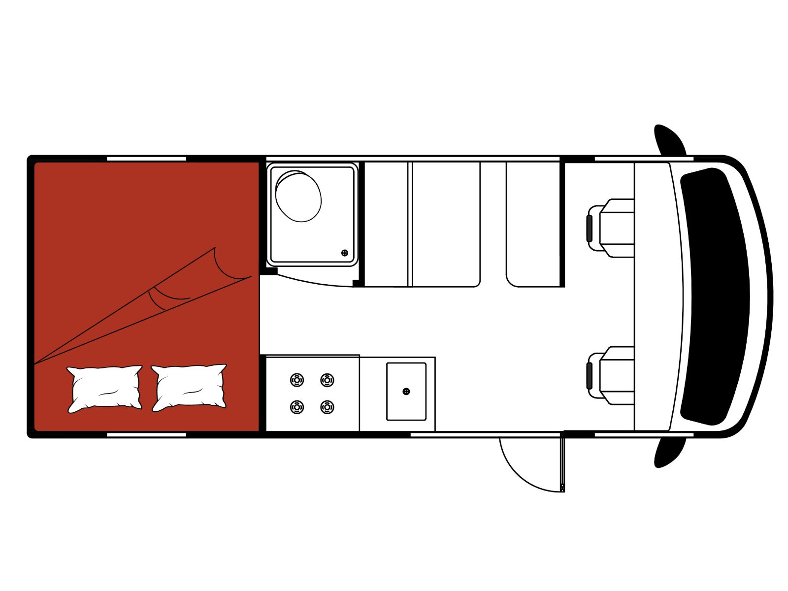 El Monte, Class B Camper Van Floorplan Day