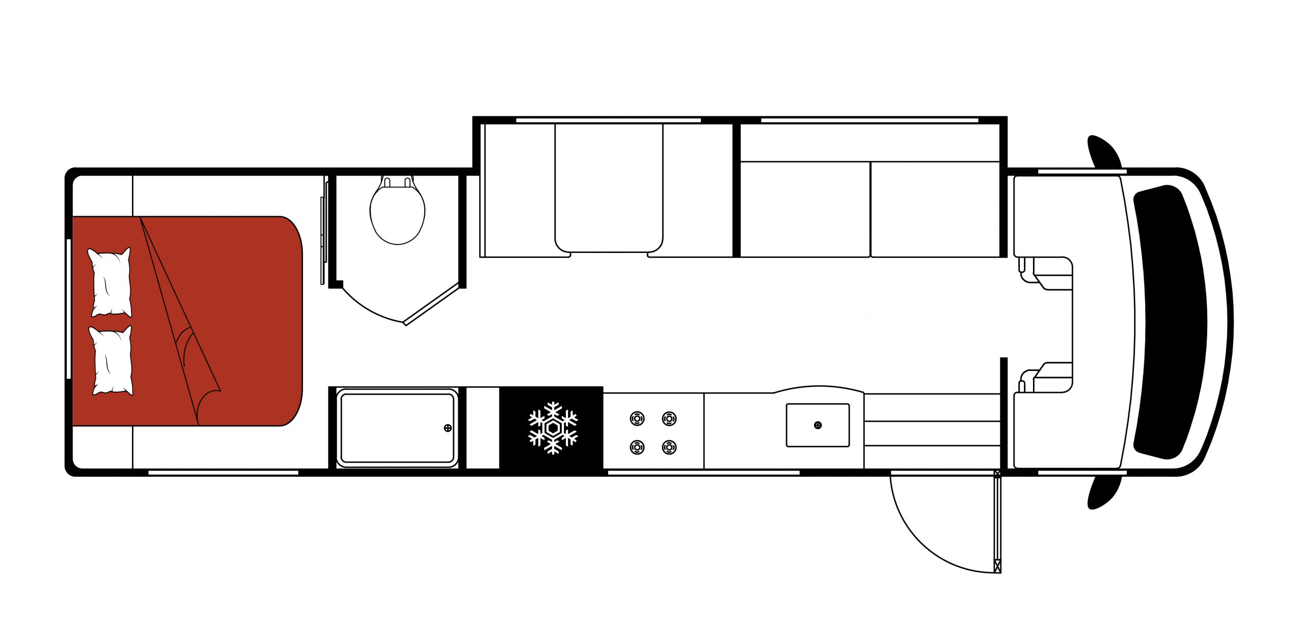 El Monte, Class C Family Sleeper Floorplan Schets Day