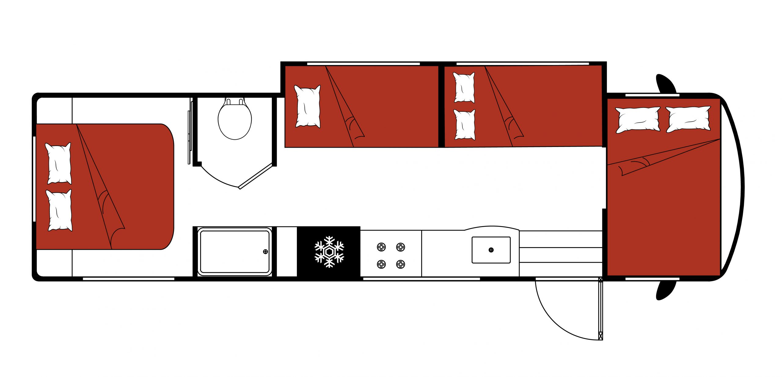 El Monte, Class C Family Sleeper Floorplan Schets Night