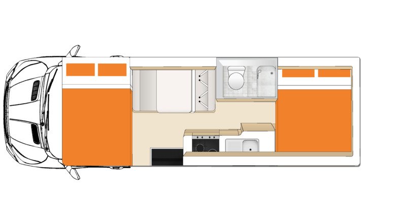 Euro Camper NZ Floorplan Night
