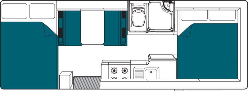 Maui, 4 Berth Beach Floorplan Night