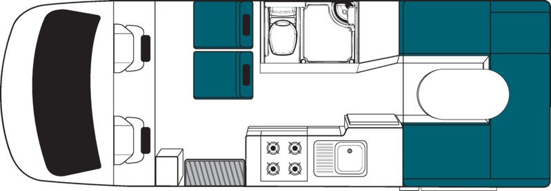 Maui, 4 Berth Cascade Floorplan Day