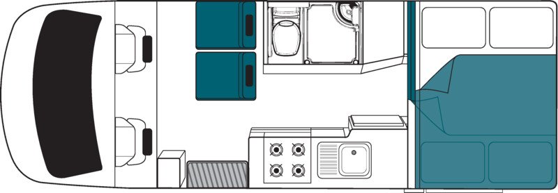 Maui, 4 Berth Cascade Floorplan Night