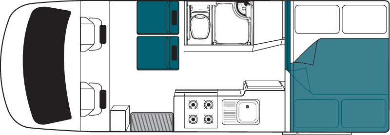 Maui, 4 Berth Cascade Floorplan Night