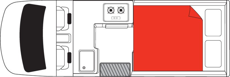 Mighty, 2 Berth High Ball Floorplan Night