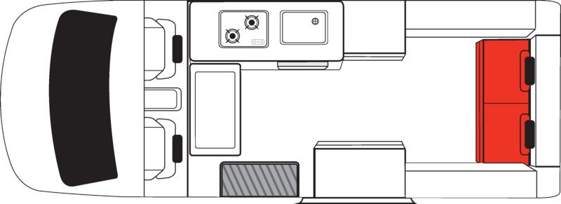 Mighty, 4 Berth Double Down Floorplan Day