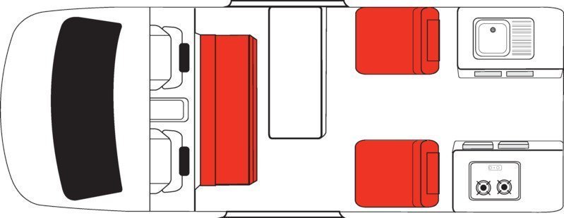 Mighty, 4 Berth Double Down Floorplan Day
