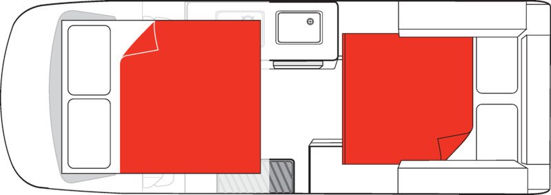 Mighty, 4 Berth Double Down Floorplan Night