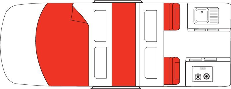 Mighty, 4 Berth Double Down Floorplan Night