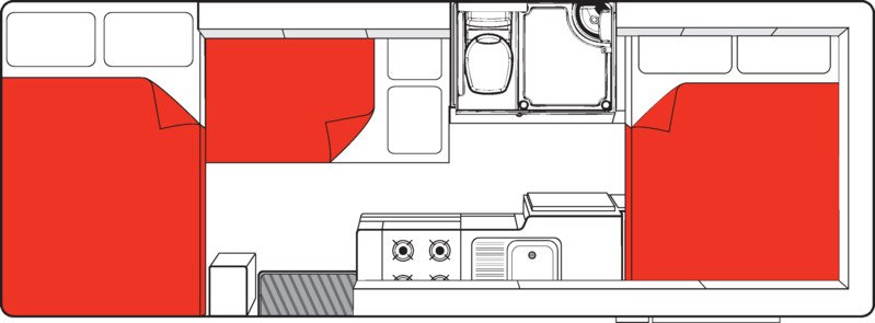 Mighty, 6 Berth Big Six Floorplan Night