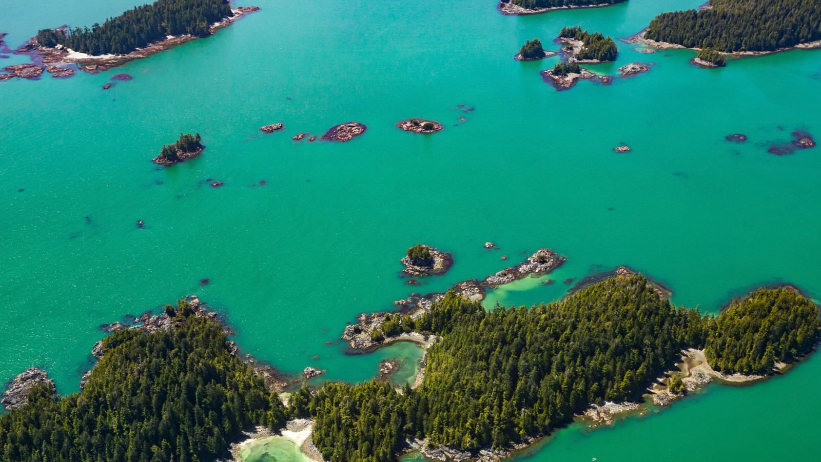 Rondreis Canada, Broken Group Islands, Bovenaanzicht Eilanden