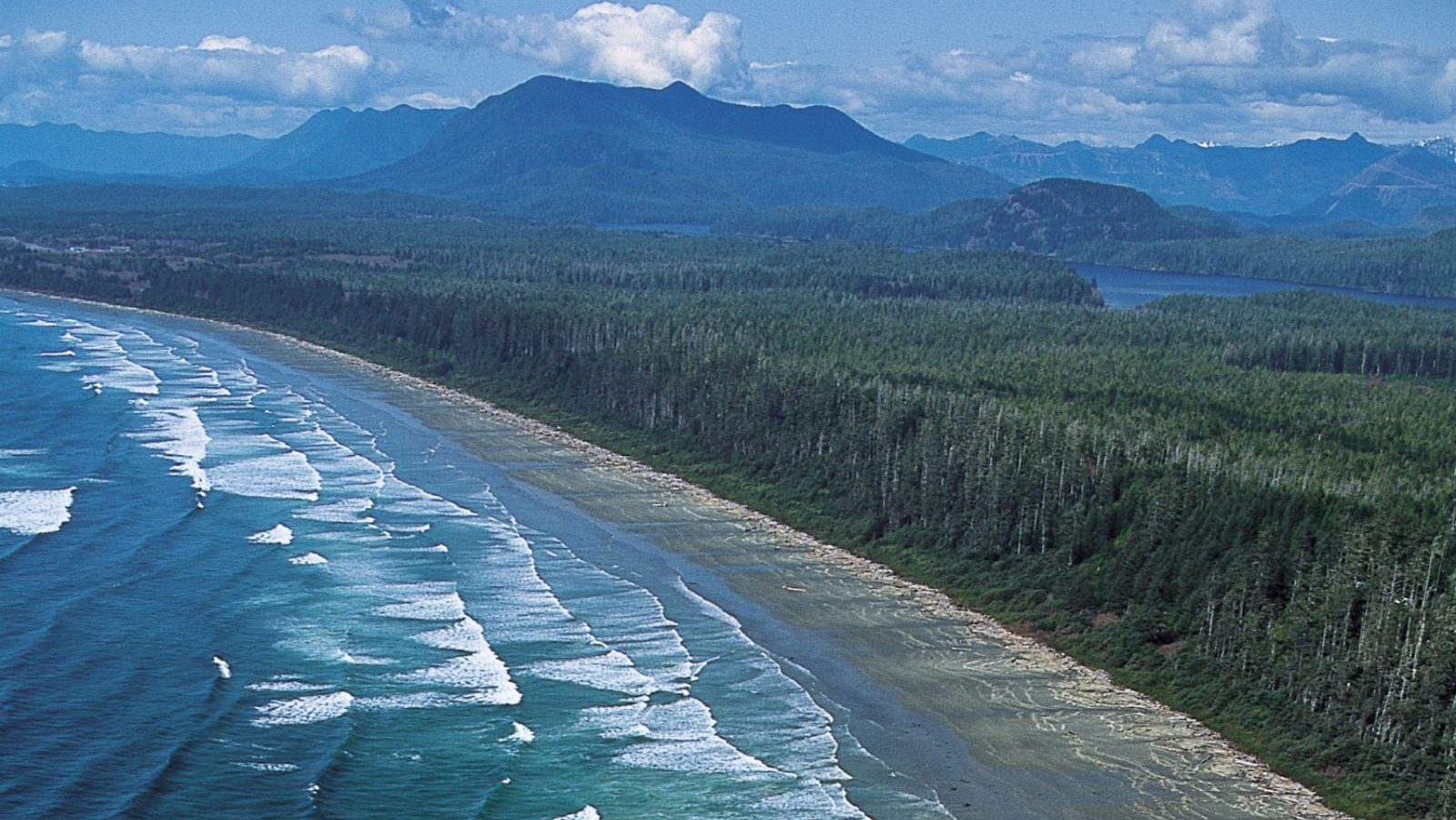 Rondreis Canada, Pacific Rim National Park, Long Beach Aerial View