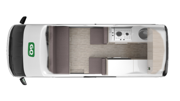 Go Cheap, 2 Berth Hi Top Campervan, Floorplan Day