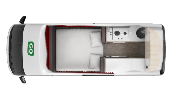Go Cheap, 2 Berth Hi Top Campervan, Floorplan Night