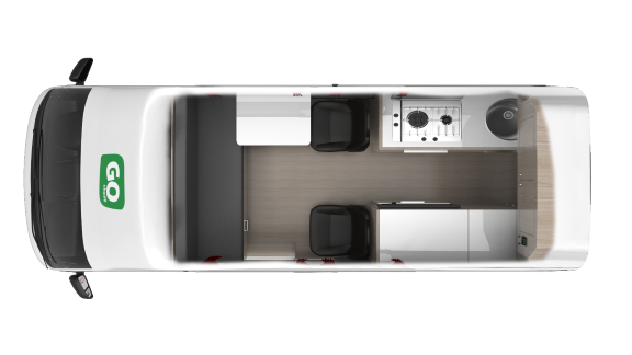Go Cheap, 4 Berth Hi Top Campervan, Floorplan Day