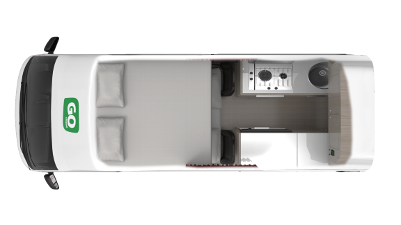 Go Cheap, 4 Berth Hi Top Campervan, Floorplan Night