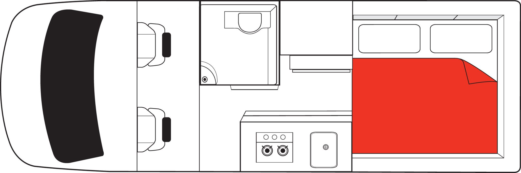 Mighty, 2 Berth Duo, Floorplan Night