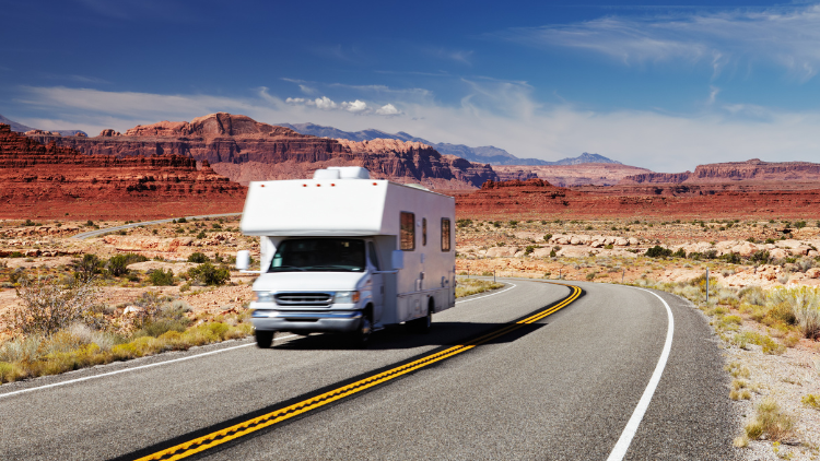Camperspecials-Amerika, camper op weg in Utah, Zuidwest-Amerika