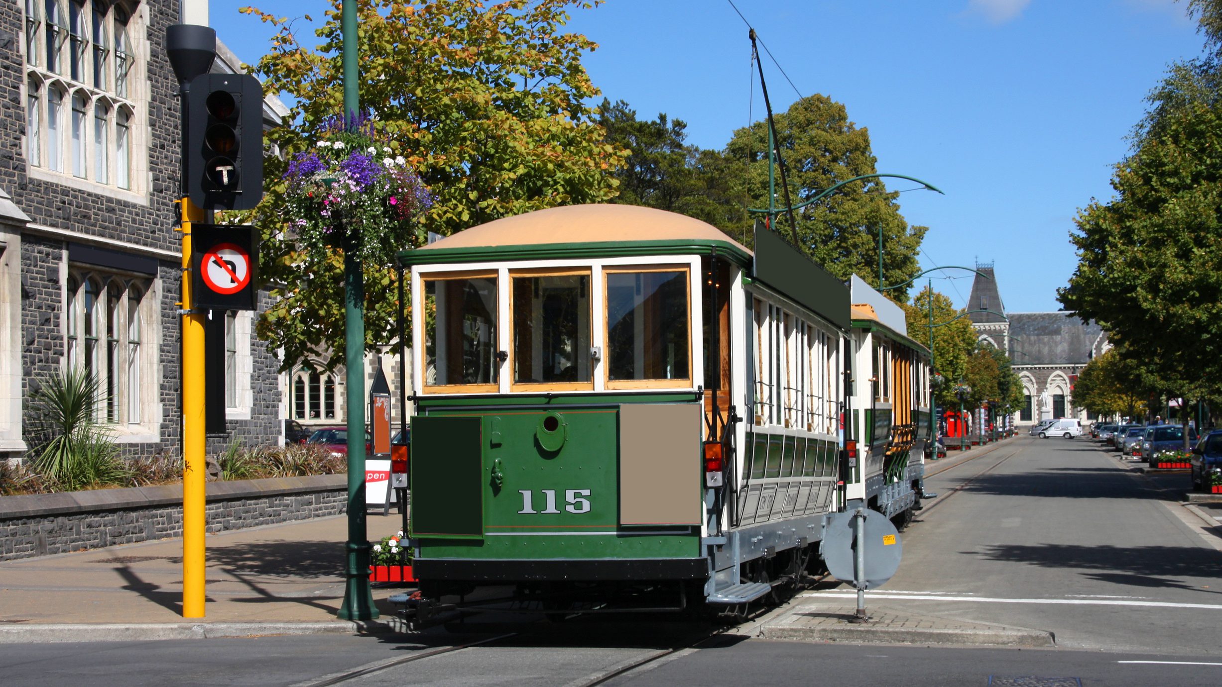 Rondreis Nieuw Zeeland - Christchurg - groene tram